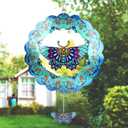 N&T NIETING Wind Spinner Outdoor Butterfly Garden Decoration Worth Gifts for Women Mom Wife Grandma 3D Metal Wind Spinners Hanging Ornament for Home Garden Indoor Outdoor, 12 Inch