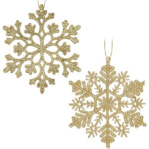 30PCS Christmas Glitter Snowflake Ornaments Plastic Snowflakes Ornaments-Xmas Tree Decorations,4.7-inch (Gold)
