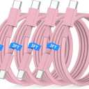 Essri USB C to USB C Cable 3FT for Apple iPhone 16 15 Charger Cord,4Pack 60W C to C Cable Fast Charging Wire for iPhone 16 15 Pro Plus Pro Max iPad Pro/Air MacBook Pro/Air,for Galaxy S24 S23-Pink