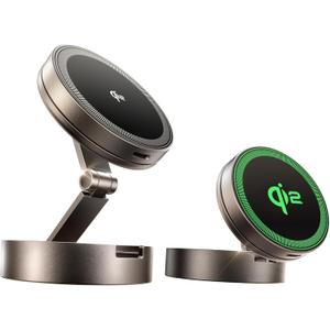 THREEKEY for MagSafe Car Mount Charger, Qi2 Wireless Car Charger, Retractable Car Phone Holder with Long Arm & 360Rotation, Magnetic Car Mount for iPhone16-12Series & Galaxy S25 Ultra (TZH101 Bronze)