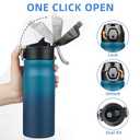 BJPKPK 18oz Insulated Water Bottle With Straw Stainless Steel Double Wall Water Bottles BPA Free Leak Proof Thermo With Lockable Flip Lid And Soft Silicone Spout,Indigo Black