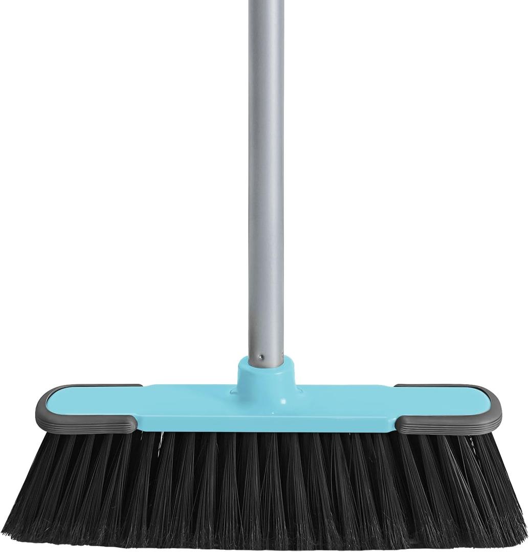 Blue Indoor Broom 54" Long Handle House Broom for Floor Cleaning Sweeping Broom for Kitchen, Garage, Lobby, Patio and Garden