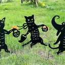 Metal Halloween Black Cat Garden Stakes Decorative, 3 Pack Scary Cat Halloween Yard Stakes Black Cat Silhouette for Home Yard Indoor and Outdoor Halloween Decorations.(Big)