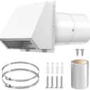 6 Inch Microwave Vent Cover Outdoor Hooded Wall Vent Range Hood Wall Exhaust Vent Cover for Kitchen, Garage, Fits 6 Round Duct (White)