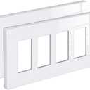 [4 Pack] BESTTEN 4 Gang Mid-Size Screwless Outlet Cover, Midway Decorative Wall Plate, USWP6 Gloss Snow White, Midsize H4.88" x W8.58"