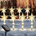 Solar Christmas Decorations Outdoor: 8 Pack Star Solar Christmas Stake Lights with 10 Modes - Xmas Gifts for Mom Women - Waterproof Decorative Lights for Yard Pathway Garden Holiday Decor (Warm White)