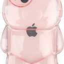 Funny Phone Case Compatible with iPhone 12 Case, Cute 3D Clear Pink Bear Case, Shockproof Kpop Cartoon Bear Phone Case for Women Girls