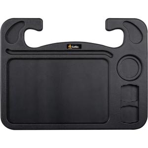 EcoNour 4 in 1 Car Steering Wheel Tray - 2024 Upgraded Tray with Dual Sauce Dip Holder and Tablet Holder | Spacious Steering Wheel Desk for Food and Laptop | Car Accessories (Large) (Charcoal Black)