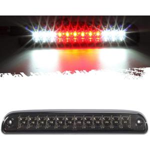 Partsam Red/White 12 LED Smoke Lens Chrome Housing Tail High Mount 3rd Third Brake Light Cargo Lamp Waterproof Replacement for Ford F-250 F-350 F-450 F-550 Super Duty 1999-2016 /Ford Ranger 1993-2011