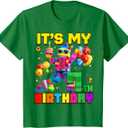 Its My 7th Seventh Birthday Building Brick 7 Years Old Boys T-Shirt Youth S