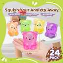 24 Pack Bear Stress Squishy BallFidget Taba Squishy Toys for Kids Sugar Filled Gummy Stress Cube, Bear Toys Squeeze Balls for Party Favors, Classroom Prizes ,Goodie Bags Stuffer