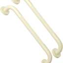 16 Inch Anti Slip Shower Grab Bar Handle Beige White, ZUEXT Stainless Steel Bathroom Grab Bar, Knurled Bathroom Balance Bar, Safety Hand Rail Support, Handicap Elderly Injury Senior Assist Bath Handle