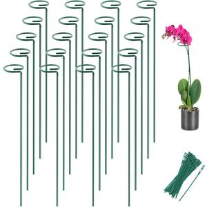 Joyhalo 20 Pack Plant Stakes, 16 Inch Plant Support Stakes, Flower Stakes with 24 Twist Ties, Garden Sticks for Plants Hibiscus, Sunflower, Red Hot Poker, Hydrangea, Tomato, Sapling Etc
