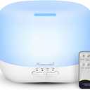 Aromatherapy Essential Oil Diffuser for Room: 500ml Colorful Aroma Air Humidifier with Adjustable Cool Mist Mode, Waterless Auto Off Ultrasonic Diffusers for Large Room Home Office(White)