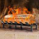 WILLOW WEAVE 17" Fireplace Grate with Ember Retainer, Wood Stove Grate Rack, Heavy Duty Solid Steel 6-Bars Firewood Holder, Non-Assembly Fire Grate for Indoor Hearth Outdoor Firepit - Matt Black