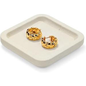 Microfiber Jewelry Trays Stackable Ring Earring Bracelet Necklace Bangle Watch Display Tray Drawer Organizer 3.93 * 3.93 * 0.59inch (White