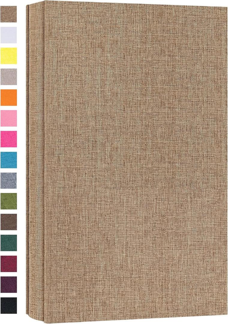 Potricher Photo Album for 4x6 300 Horizontal Pockets Linen Cover Small Capacity Picture Book for Family Wedding Baby and Anniversary (Khaki)