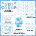 Hot Chocolate Bar Kit Hot Cocoa Bar Banner Baby It's Cold Outside Bar Sign Toppings Labels Cup Tags Stickers with 30pcs Snowflake Balloon for Christmas Winter Birthday Baby Shower New Year Party Decor