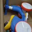 JoyRydz 6V Electric Baby Balance Bike with Bubble Machine,4 in 1 Toddler Balance Bike w/Remote for 1 Year Old Boys Girls Kids Bubble Bike Ride on Toys w/Powered Motor,Music,LED Lights (Blue&Red)