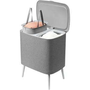 Double Laundry Hamper 2 Partition Laundry Bag With Handle Tall Laundry Hamper With Legs Suitable for Dirty Clothes Bedroom, Bathroom, Four Legs Exterior (60 L)