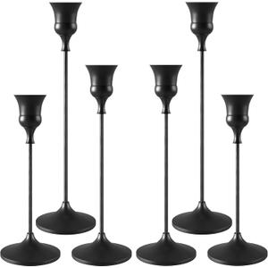 Candlestick Holders Black, 6 Packs Taper Candle Holder for Candlesticks, Candle Sticks Holder Decor for Home Decor