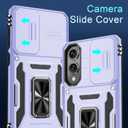 DEERLAMN Case for Samsung Galaxy S25 Edge with Slide Camera Cover+Screen Protector (1 Pack), Rotated Ring Kickstand Military Grade Shockproof Protective Cover-Light Purple (S25 Edge-6.7 Inch)