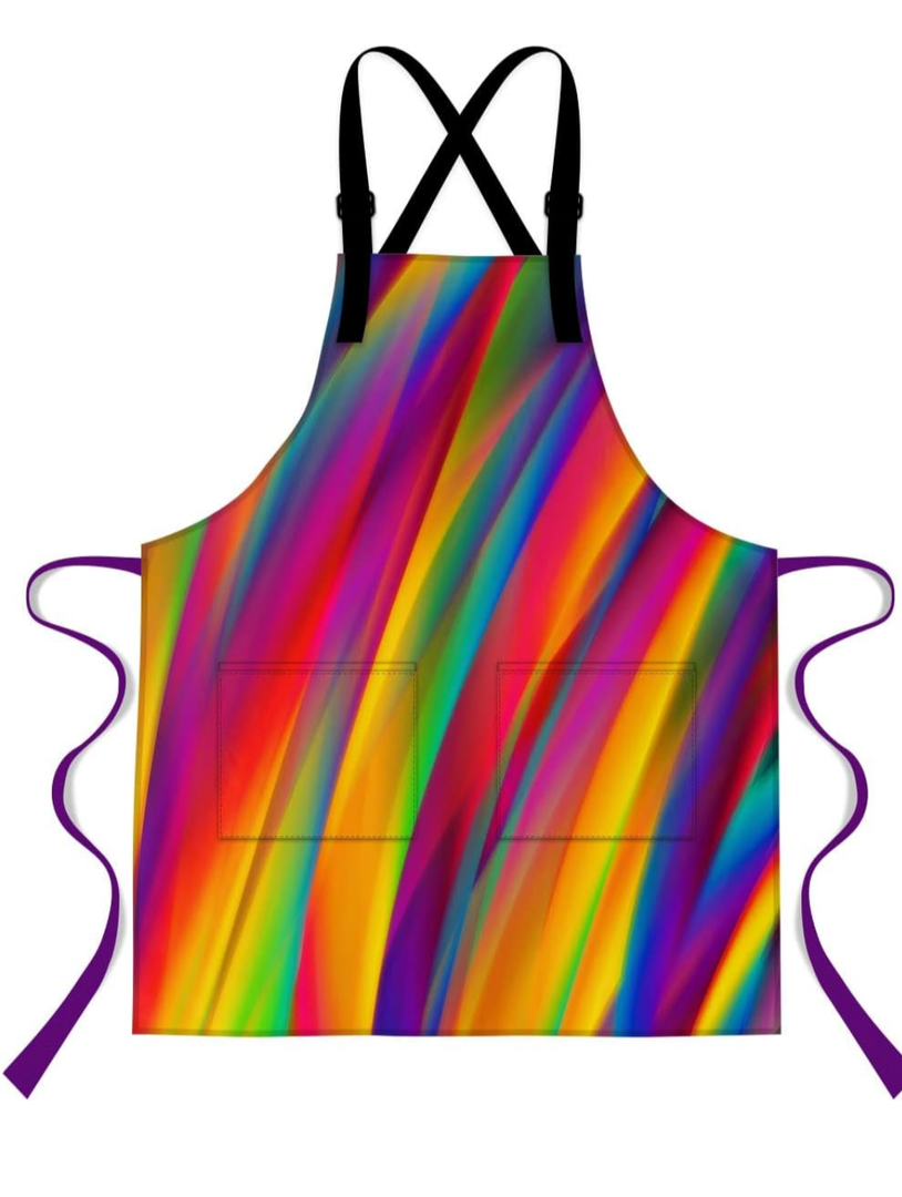 Abstract Rainbow Apron 33.4''x27.5'',with 2 Pocket Extra Long Waist Tie Adjustable Shoulder Straps Apron for Home Kitchen Cooking WQXPMN73