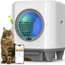 OROLEY Self Cleaning Litter Box, Large Capacity Automatic Cat Litter Box with APP Control, Safety Sensors, Built-in Deodorizing Scent Box, and 1 Roll Garbage Bags,White
