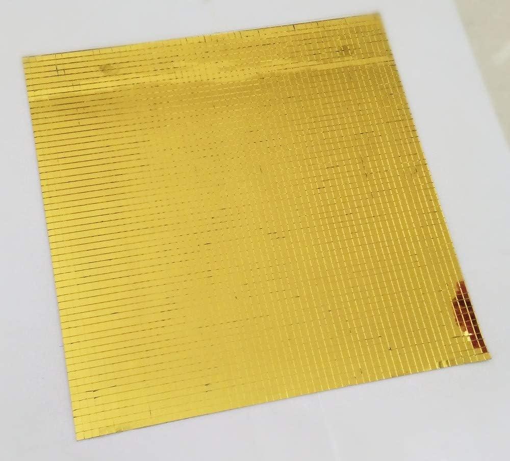 Self-Adhesive Real Glass Mirror Mosaic Tile Craft,Colored Mini Square Mirrors Mosaic Tiles (Yellow Gold)