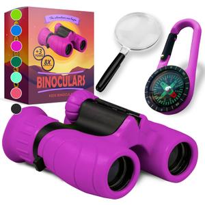 Binoculars for Kids Perfect Toy for Little Boys and Girls Extensive Set Incl. Magnifying Glass & Compass Powerful Magnification 8X21 3 to 12 Year Old Kids for Toddler