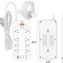Surge Protector Power Strip - Nuetsa Flat Plug Extension Cord with 8 Outlets and 4 USB Ports, 20 Feet Power Cord (1625W/13A), 2700 Joules, ETL Listed, White