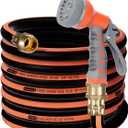 25FT Flexible Garden Hose,Upgraded Hybrid Water Hose,Durable 5/8" Kink Free Outdoor Yard Car Wash Hose,Solid Brass Connectors
