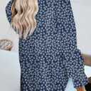 Dokotoo Women's Casual Boho Floral Printed V Neck Tops Drawstring Short Long Sleeve T Shirt Blouses (S)