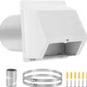 6 Inch Hooded Wall Vent with Screen and Damper, Outdoor Wall Exhaust Vent Cover for Kitchen Range Air Exhaust Hood Dryer Ventilation Outside No Noise, Galvanized Steel, White
