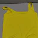 Womens Sexy Sleeveless Crop Tops Double Layer Scoop Neck Cropped Tank Top (Medium, Lemon Yellow)