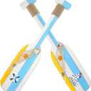 2 Pack 19.8 Inch Nautical Wooden Double Oar Decor with Rope Nautical Oar Paddles Wall Decor Door Hanging Ornament Beach Theme Home Decorationyellow