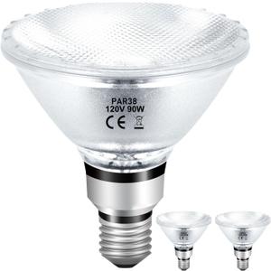 PAR38 Halogen Flood Light Bulbs 90W 120V, 2Pcs PAR38 Halogen Light Bulbs with E26 Base, 2800K Warm White, 4050 Lumens for Indoor and Outdoor