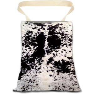 Hanging Car Trash Can Bag - Black & White Cowhide, Retro Design, Back Seat Organizer for Travel, Camping & Vehicle Accessories