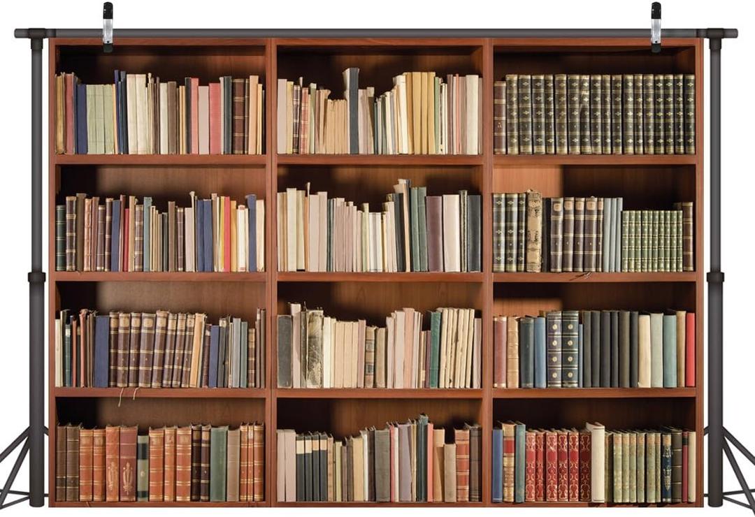 LYWYGG 7X5FT Bookshelf Backdrop Vintage Bookcase Magic Books Grunge Ancient Library Vinyl Photography Background Photo Studio Props CP-49