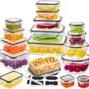 34 PCS Food Storage Containers Set with Airtight Lids (17 Lids &17 Containers) - BPA-Free Plastic Food Container for Kitchen Storage Organization, Fruit Meal-prep Containers with Labels & Marker