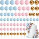 75 Pcs Cake Balls Topper Decorations Foam Cupcake Topper Mini Balloon Cake Topper Balls Cake Picks for Cake Deco Birthday Party WeddingBlue,Pink,Gold