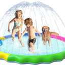 VISTOP Non-Slip Splash Pad for Kids and Dog, Thicken Sprinkler Pool Summer Outdoor Water Toys - Fun Backyard Fountain Play Mat for Baby Girls Boys Children or Pet Dog (67 inch, Red&Yellow&Green&Blue)