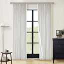 100% Blackout Pinch Pleated Linen Curtains 84 Inch Length 2 Panels for Living Room Bedroom 2 Layer Beige Off White Light Blocking Thermal Insulated Pinch Pleat Room Darkening Curtains 84 Inches Long