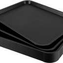 10 Pack Black Plastic Fast Food Tray, 16 x 12 Inch Plastic Cafeteria Trays with Textured Surface, Rectangular Fast Food Serving Trays for Serving and Carrying Food in Restaurant Cafeteria