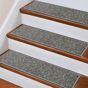 Stair Treads Non Slip, 15 Pack 8" X 30" Carpet Stair Treads for Wooden Steps Indoor, Stair Runners for Kids Elders and Pets, Self-Adhesive Washable Stair Rugs, Polyester TPR Backing (Dark Gray)