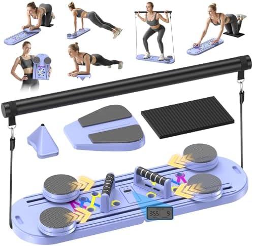 MOVOCA Pilates Board,Foldable Pilates Reformer Equipment with Timer, 7-in-1 Multi-Purpose Portable Pilates Reformer Machine Home Pilates Kit for Home Workout,Fitness,Exercise,Abs