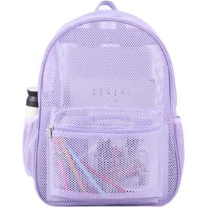 Mesh Backpack for School, Semi-Transparent Net Back Pack, Light Purple