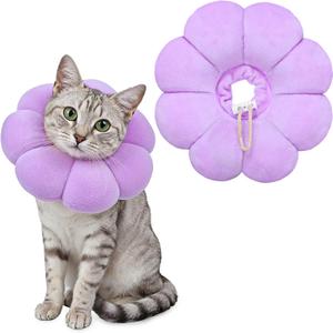 Cat Cone Collar Comfy Flower Style Elizabeth Collar Soft Waterproof Cat Recovery Collars Stop Licking Scratching After Surgery Cute Adjustable Lightweight Kitten Collars for Cats Kittens Dogs (Medium)