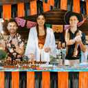 2 x 4 Packs Total 39 Feet Halloween Parade Floats for Trailer Car, Black Orange Foil Fringe Garland Tinsel Streamers Banner Table Skirts for Halloween Dia De Los Muertos Homecoming Birthday Party