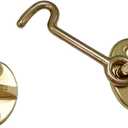 QCAA Forged Brass Cabin Hook Latch & Eye, 2-1/2", Vibrated Brass, 1 Pack, Made in Taiwan